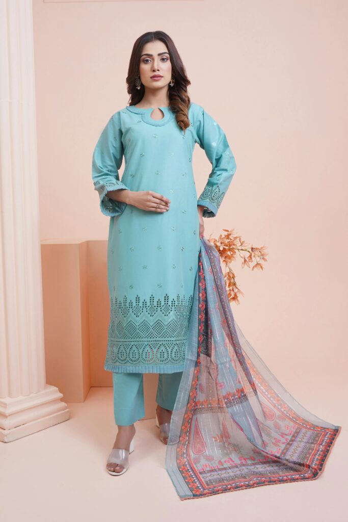 Model in light blue salwar kameez