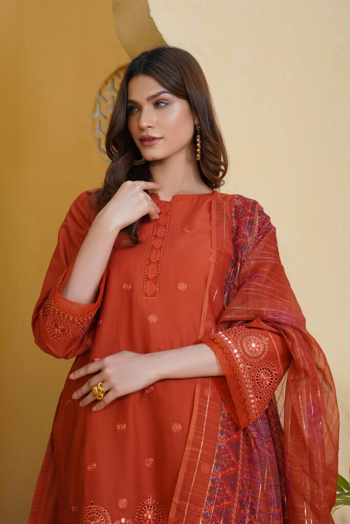 Model in brown kameez