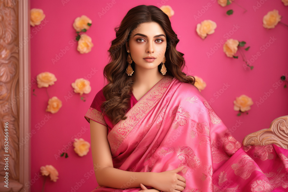 Women In Pink Saree