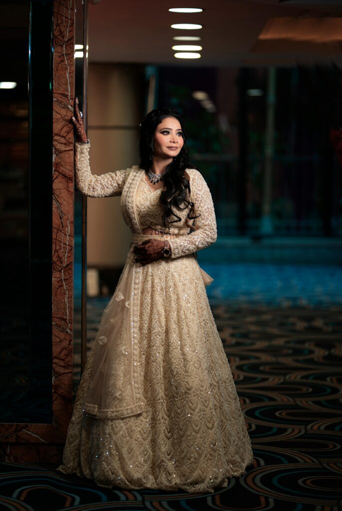 Women in Beautiful cream Lehenga